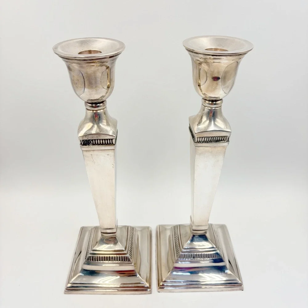 Pottery Barn Maxfield Hotel Silver Plated Taper Candleholder 11.25